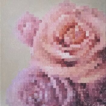 「13- Pixels flowers」というタイトルの絵画 Nathalie Si Piéによって, オリジナルのアートワーク, アクリル