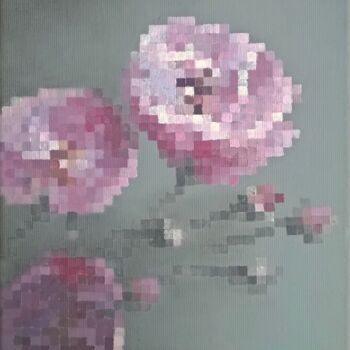 Malerei mit dem Titel "14- Pixels flowers" von Nathalie Si Pié, Original-Kunstwerk, Acryl