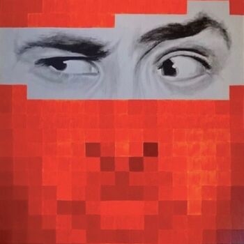 Pittura intitolato "Portrait pixels 3" da Nathalie Si Pié, Opera d'arte originale, Acrilico
