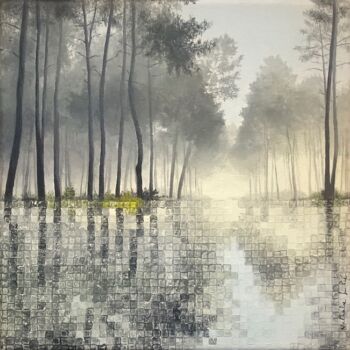 Painting titled "Forêt de pins" by Nathalie Si Pié, Original Artwork, Acrylic