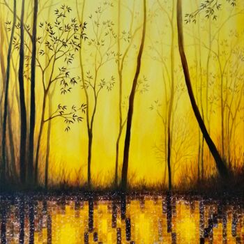 Painting titled "Forest of Light/For…" by Nathalie Si Pié, Original Artwork, Oil