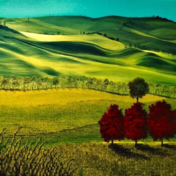 Painting titled "The big valley/La g…" by Nathalie Si Pié, Original Artwork, Oil