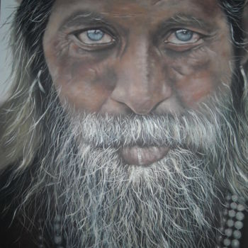 Pintura intitulada "vieillard" por Nathalie Simard, Obras de arte originais