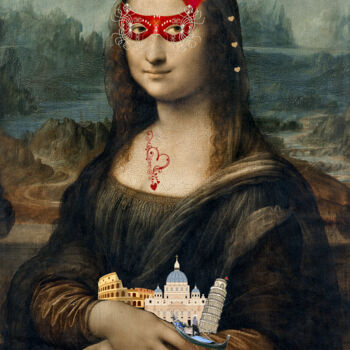 Arte digitale intitolato "Mona Lisa en déplac…" da Nathalie Simonet, Opera d'arte originale, Fotomontaggio