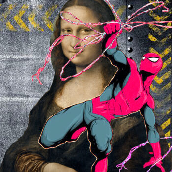 Artes digitais intitulada "Mona Lisa vs Spider…" por Nathalie Simonet, Obras de arte originais, Foto Montagem