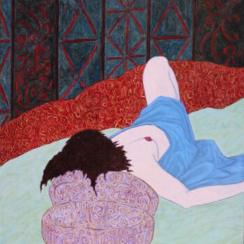 Ζωγραφική με τίτλο "Nu allongé" από Nathalie Sorroche, Αυθεντικά έργα τέχνης, Λάδι