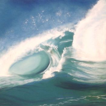 Painting titled "Dans la vague" by Nathalie Soucek, Original Artwork, Pastel