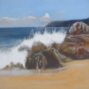 Painting titled "Plage d'Armor" by Nathalie Soucek, Original Artwork, Pastel