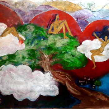 Pittura intitolato "Tout en jambe" da Nathalie Straseele, Opera d'arte originale, Olio