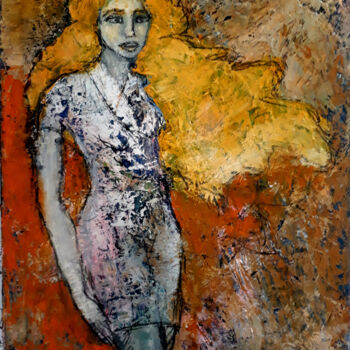 Painting titled "Nouvelle robe" by Nathalie Straseele, Original Artwork, Oil Mounted on Wood Stretcher frame