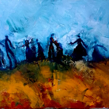 Painting titled "En guirlande" by Nathalie Straseele, Original Artwork, Oil