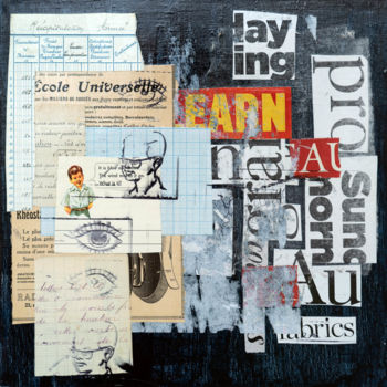 Collages titulada "Ecole Universelle" por Nathalie Tellier, Obra de arte original, Collages