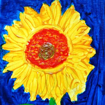 Painting titled "tournesol" by Nathalie Thill, Original Artwork, Acrylic