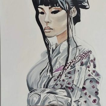 Peinture intitulée "Geisha" par Nathalie Vindigni, Œuvre d'art originale, Huile