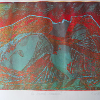 Printmaking titled "le grand sommeil" by Nathalie Watrin, Original Artwork