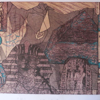 Printmaking titled "Mémoires d'Egypte" by Nathalie Watrin, Original Artwork