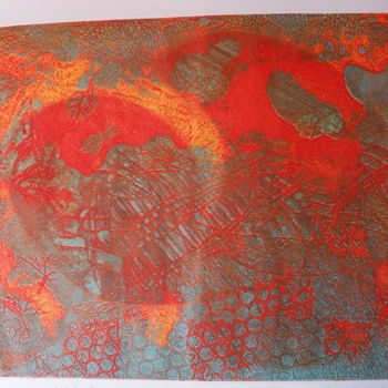 Printmaking titled "vibrations sous mar…" by Nathalie Watrin, Original Artwork