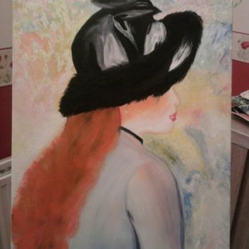 Painting titled "la fille au chapeau" by Nathou, Original Artwork