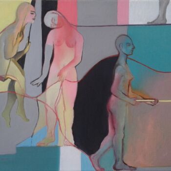 Peinture intitulée "Les acrobates" par Nathalie Gautier, Œuvre d'art originale, Huile