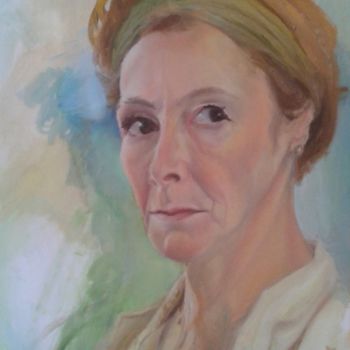 Painting titled "autoportrait au tur…" by Nathalie Gautier, Original Artwork, Oil