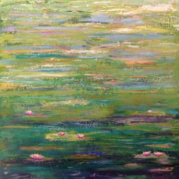 Peinture intitulée "Reflets du marais" par Nathalie Le Guillou, Œuvre d'art originale, Huile