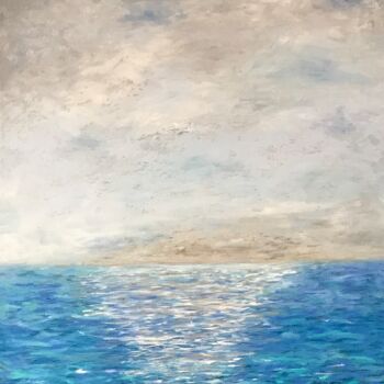 Картина под названием "Silver sky" - Nathalie Le Guillou, Подлинное произведение искусства, Масло Установлен на Деревянная р…