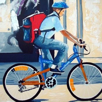 Painting titled "Sur le chemin de l'…" by Nathalie Lemire, Original Artwork, Acrylic