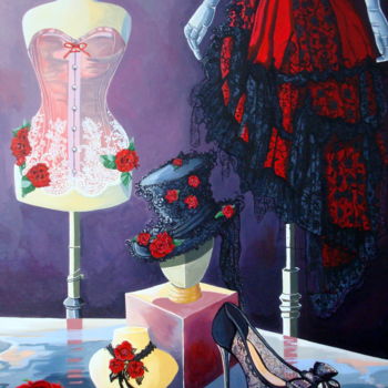 Peinture intitulée "Le chapeau aux roses" par Nathalie Lemire, Œuvre d'art originale, Acrylique