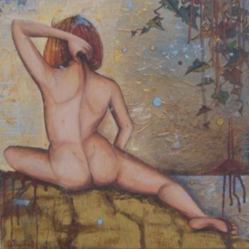 Peinture intitulée "Nymphe du marais VI…" par Nathalie Pouillault Boyaval, Œuvre d'art originale, Huile