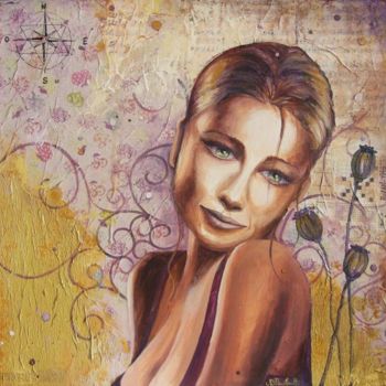 Картина под названием "Attendre" - Nathalie Pouillault Boyaval, Подлинное произведение искусства, Масло