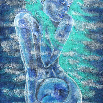 Painting titled "Lady Blue" by Laly, Original Artwork, Acrylic
