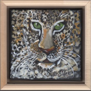 Pintura intitulada "Tête de léopard" por Nathalitay, Obras de arte originais, Acrílico