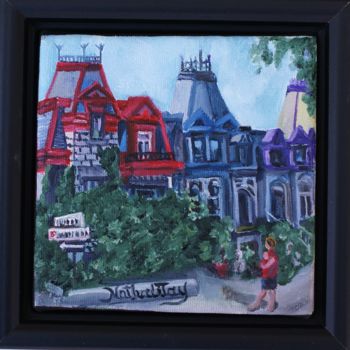 Schilderij getiteld "Au Carré St-Louis" door Nathalitay, Origineel Kunstwerk, Olie