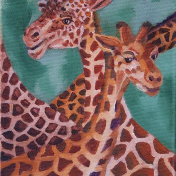 Peinture intitulée "Girafes" par Nathalitay, Œuvre d'art originale, Huile