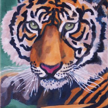 Painting titled "Tigre" by Nathalitay, Original Artwork, Oil