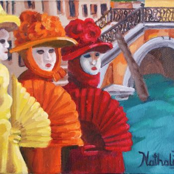 Painting titled "Trio Carnavalesque" by Nathalitay, Original Artwork, Oil
