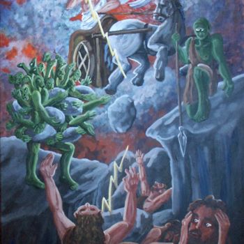 Malerei mit dem Titel "La bataille contre…" von Nathalitay, Original-Kunstwerk, Andere