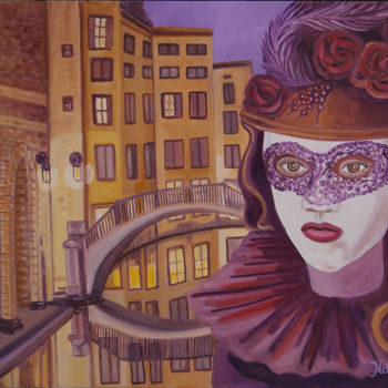 Painting titled "Mascarade vénitienne" by Nathalitay, Original Artwork