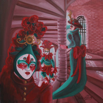 Schilderij getiteld "Et la mascarade se…" door Nathalitay, Origineel Kunstwerk