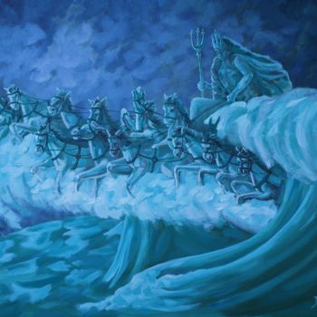 Pittura intitolato "Le Secret des vagues" da Nathalitay, Opera d'arte originale, Olio