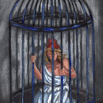 Drawing titled "La liberté en otage" by Nathalitay, Original Artwork