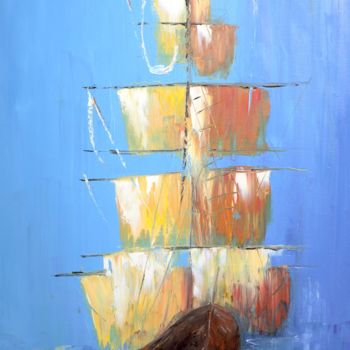 Painting titled "Boat" by Nataliia Gorbachenko, Original Artwork, Oil