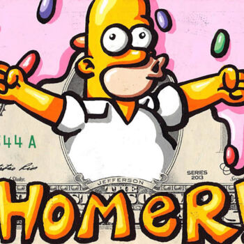 Painting titled "Drip Homer" by Nathan Wegner, Original Artwork, Acrylic