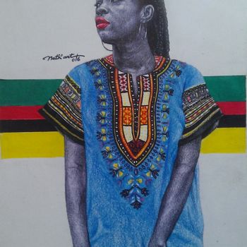 제목이 "L'étoile d'Abidjan"인 그림 Nathanaël Maza로, 원작, 볼펜