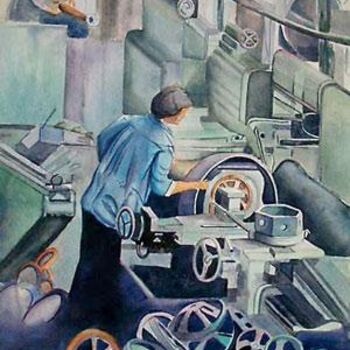 Pintura intitulada "Industrial Worker -…" por Nathaniel Whynott, Obras de arte originais, Guache