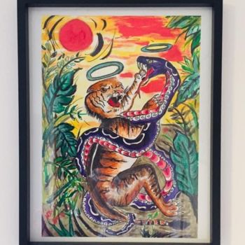 「Tigre et Serpent Le…」というタイトルの描画 Nath De La Grenadeによって, オリジナルのアートワーク, インク