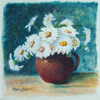 Painting titled "MARGUERITES" by Nathalie Eboto Olivier, Original Artwork