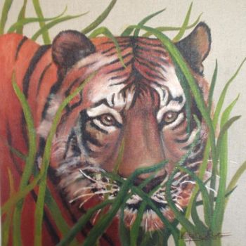 Painting titled "tigre" by Nathalie Eboto Olivier, Original Artwork