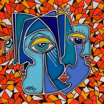 Painting titled "TRINITÉ MOSAICA" by Nathy, Original Artwork, Acrylic