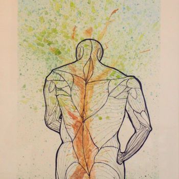 Drawing titled "L'homme arbre" by Nathan Zaro, Original Artwork